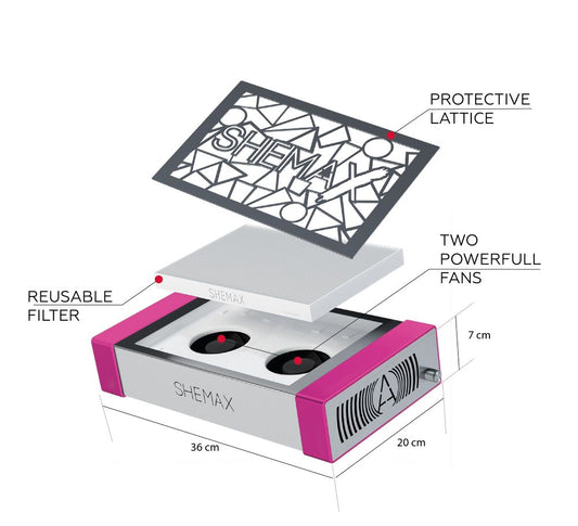 SHEMAX Style PRO Pink Neon - Professional Nail Dust Collector