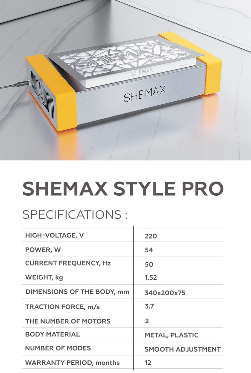 SHEMAX Style PRO Noir - Collecteur de poussière professionnel pour manucure